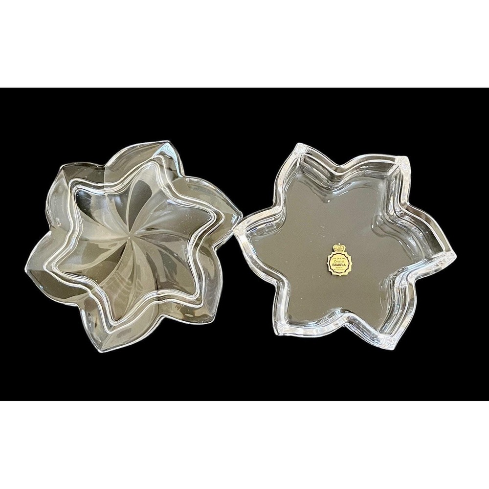 Vintage Full Lead Crystal Star Shaped Trinket‎ Dish w/ Lid Bavaria W. Germany - Picture 5 of 11